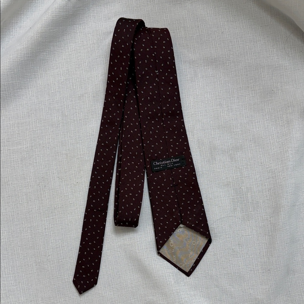 Vintage‎ Rare Dior Maroon Geometric Patterned Tie